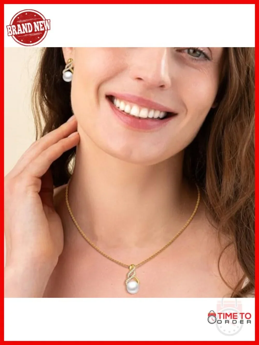 Sterling Silver Pearl Necklace and Earring Set Infinity Knot Gold Plated
